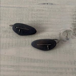 Artist Hand Made, Black Wood and Wire Earrings for Pierced Ears